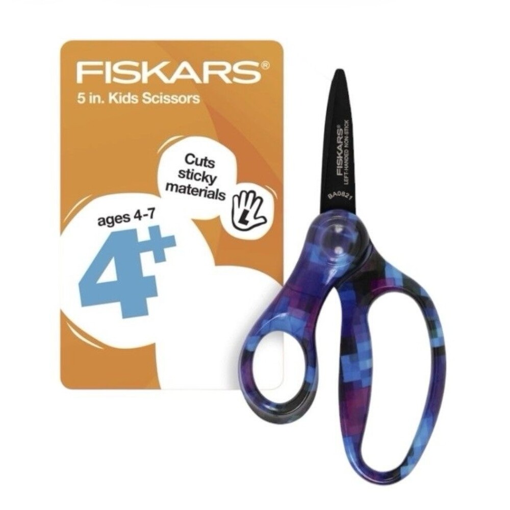 Fiskars 5" Kids Lefty Blade Scissors Ages 4+ Blue/Purple Design